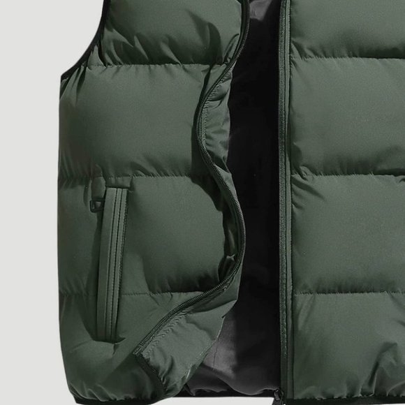 Army Green Mens Puffer Vest - Picture 4 of 4
